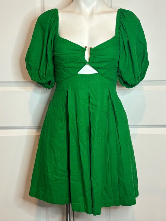 House of Harlow 1960 Dresses & Skirts - NWT House of Harlow 1960 Green Linen Blend Puff Sleeve Ring Detail Dress S